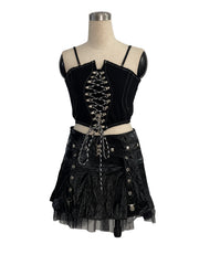 Ivoresta Strappy Corset Top & Leather Skirt Set