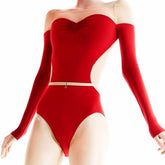 Tahlise Mesh Panel Long Sleeve Leotard