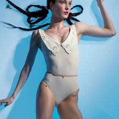 Winslet Lace Collar Sleeveless Leotard