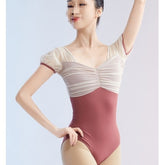 Maribelle Mesh Ruched Short Sleeve Leotard