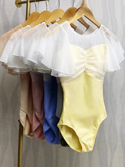 Moonnella Sheer Flutter Sleeve Leotard