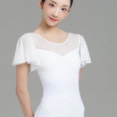 Moonnella Sheer Flutter Sleeve Leotard