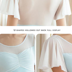 Moonnella Sheer Flutter Sleeve Leotard
