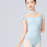 Parisa Pleated Mesh Trumpet Sleeve Leotard