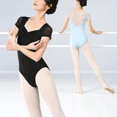Tullia Pleated Mesh Patchwork Leotard