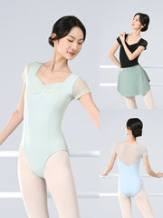 Tullia Pleated Mesh Patchwork Leotard