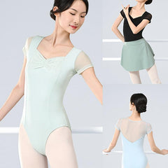Tullia Pleated Mesh Patchwork Leotard