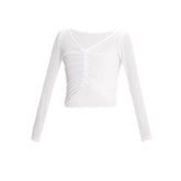 Gavina Sheer Ruched Long Sleeve Wrap Top