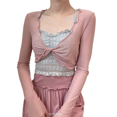 Galene Sheer Wrap Mesh Long Sleeve Outerwear
