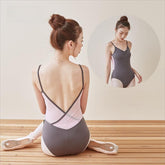 Zeravelle Backless Contrast Strap Leotard