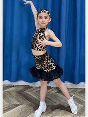 Avena Girls Leopard Halter Dance Set