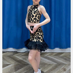 Avena Girls Leopard Halter Dance Set