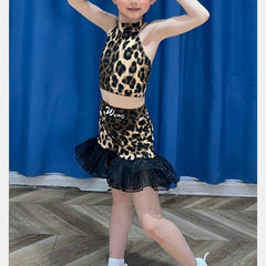 Avena Girls Leopard Halter Dance Set