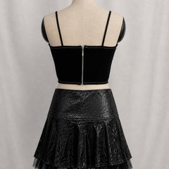 Ivoresta Strappy Corset Top & Leather Skirt Set