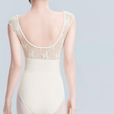 Uravelle Lace Cross-Neck Cap Sleeve Leotard