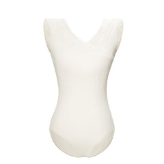 Uravelle Lace Cross-Neck Cap Sleeve Leotard