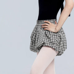 Delyavelle Plaid High-Waist Warm-Up Shorts