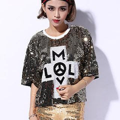 Saviellea Sequin Oversized Graphic Top