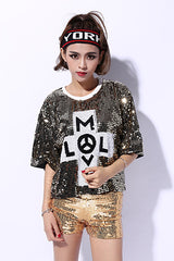 Saviellea Sequin Oversized Graphic Top