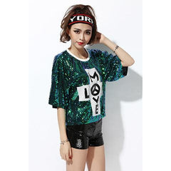 Saviellea Sequin Oversized Graphic Top