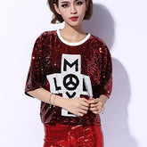 Saviellea Sequin Oversized Graphic Top