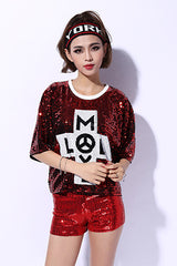 Saviellea Sequin Oversized Graphic Top