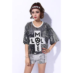 Saviellea Sequin Oversized Graphic Top