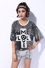Saviellea Sequin Oversized Graphic Top