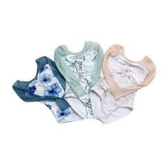 Fleur Leotard with Long Mesh Sleeves