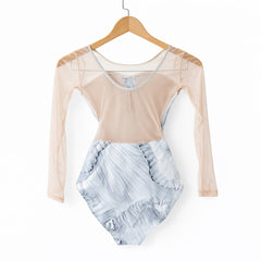 Fleur Leotard with Long Mesh Sleeves