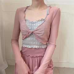 Galene Sheer Wrap Mesh Long Sleeve Outerwear