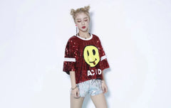 Helvienne Sequin Smile Performance Top