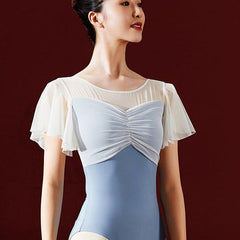 Moonnella Sheer Flutter Sleeve Leotard