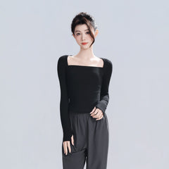 Belvoria Square Neck Long Sleeve Top