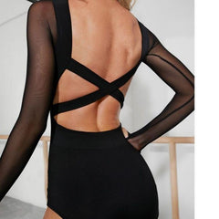 Neva Cross Back Mesh Jumpsuit
