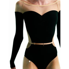 Tahlise Mesh Panel Long Sleeve Leotard