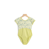 Wysteria Embroidered Mesh Short Sleeve Leotard