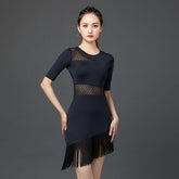 Liorisse Mesh Panel Tassel Dress
