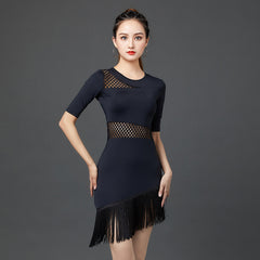 Liorisse Mesh Panel Tassel Dress