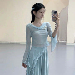 Xaviellea Butterfly Mesh Flow Top