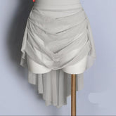 Perlina Layered Mesh Pleated Wrap Skirt