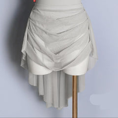 Perlina Layered Mesh Pleated Wrap Skirt
