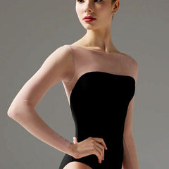 Delmira Sheer Mesh Long Sleeve Leotard