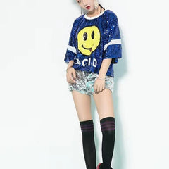 Helvienne Sequin Smile Performance Top