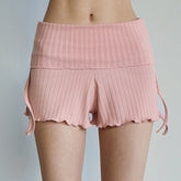 Quessira Ribbed High-Waist Drawstring Shorts