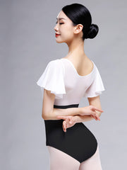 Moonnella Sheer Flutter Sleeve Leotard