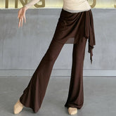 Joresta Micro-Flared Pants with Skirt Overlay