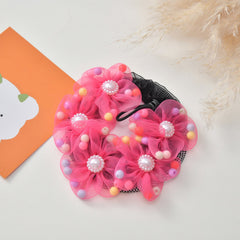 Evorine Floral Pearl Bun Hair Net