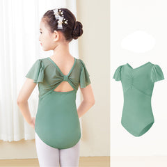 Orelia Mesh Flutter Sleeve Leotard