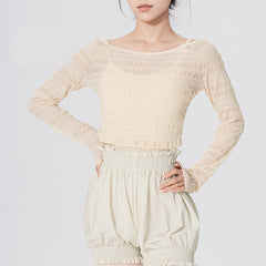 Selavelle Mesh Ruched Warm-Up Top